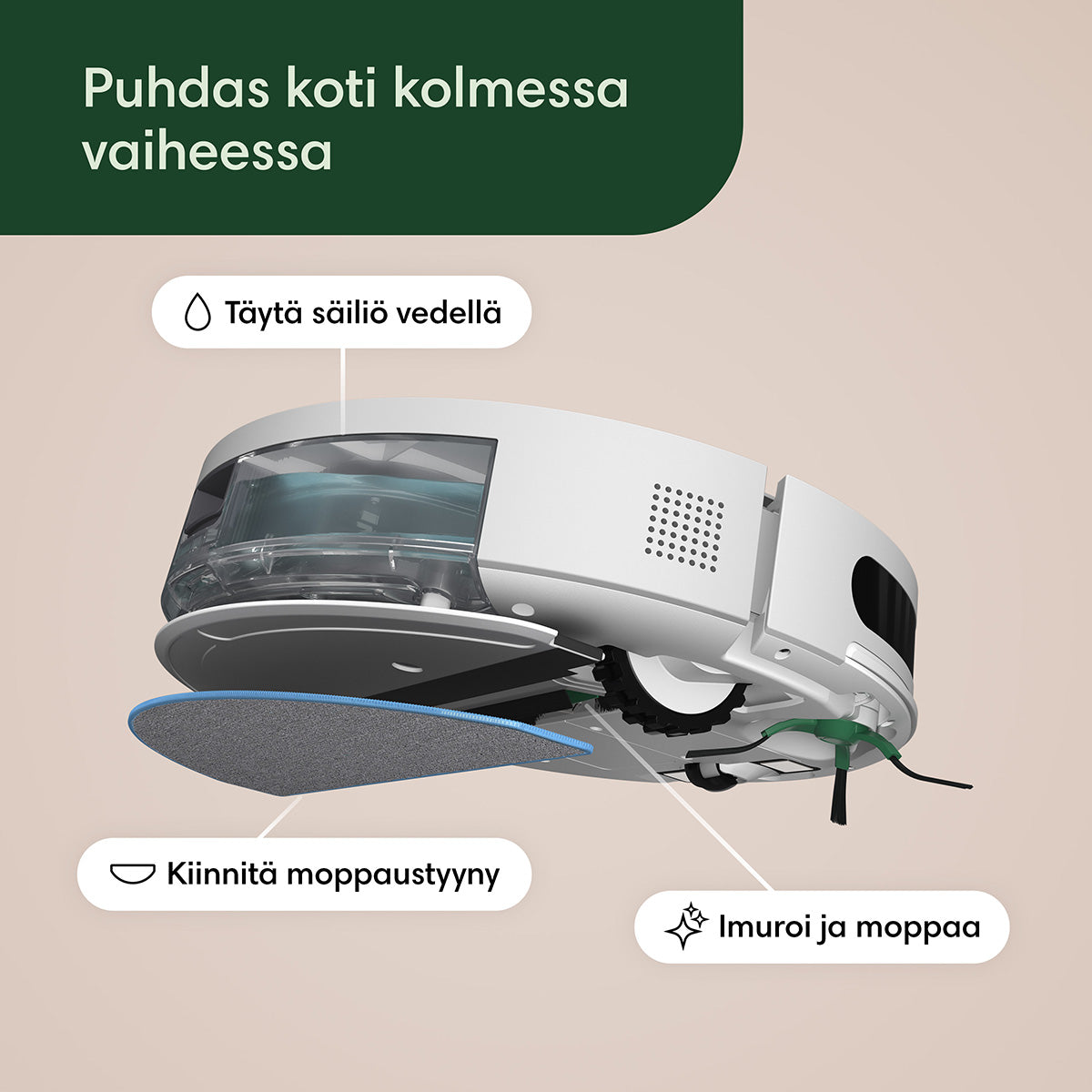 Roomba Combo® Essential -robotti-imuri ja -moppi valkoinen