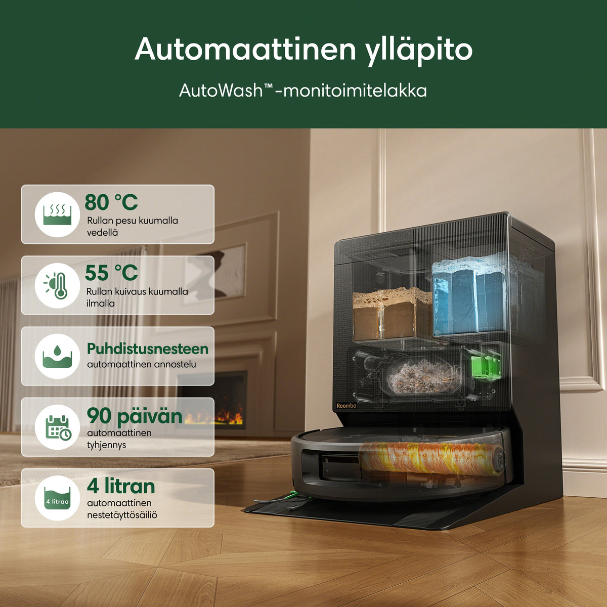Roomba® Plus 675 Combo + AutoWash™-telakka