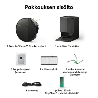 Roomba® Plus 675 Combo + AutoWash™-telakka