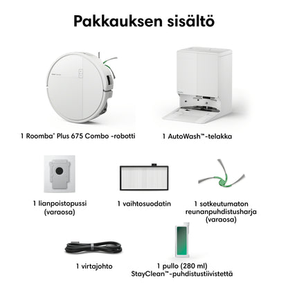 Roomba® Plus 675 Combo + AutoWash™-telakka