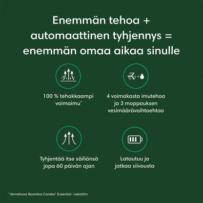 Roomba Combo® 2 Essential -robotti musta + AutoEmpty™ -telakka