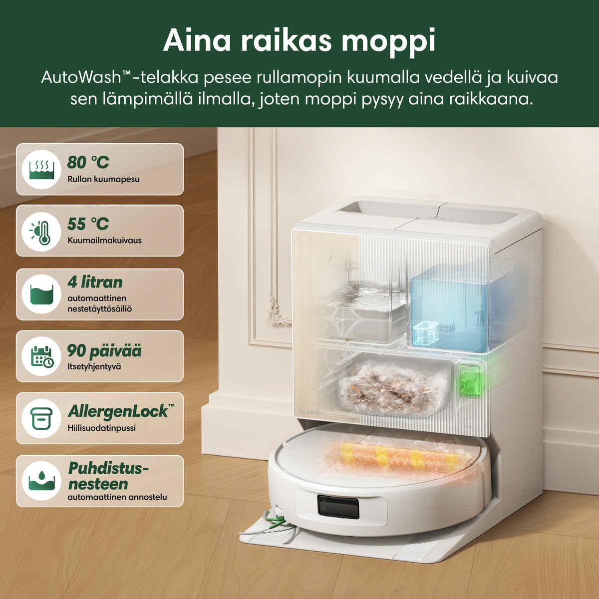 Roomba® Max 875 Combo -robotti + AutoWash™-telakka