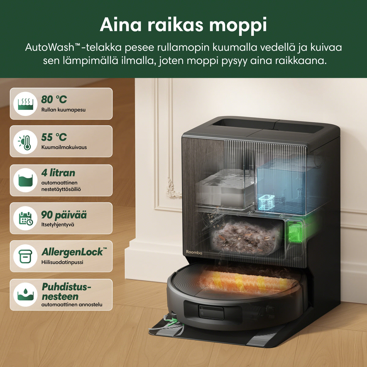 Roomba® Max 876 Combo -robotti + AutoWash™-telakka