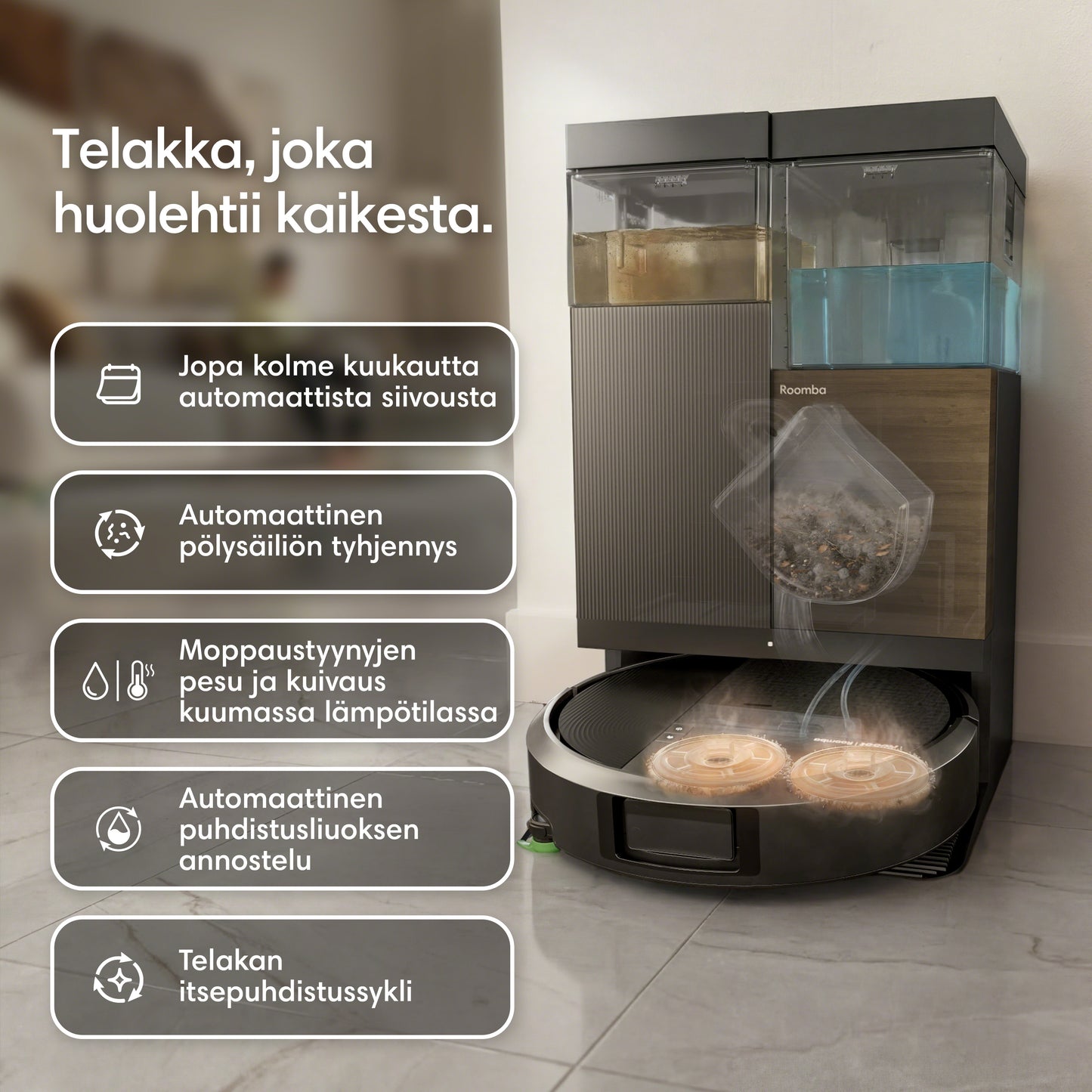 Roomba® Plus 575 Combo -robotti + AutoWash™-telakka