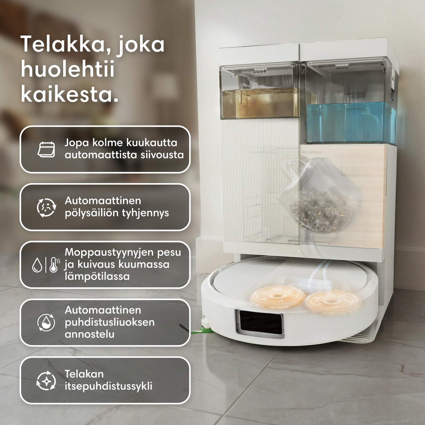Roomba® Plus 575 Combo -robotti + AutoWash™-telakka